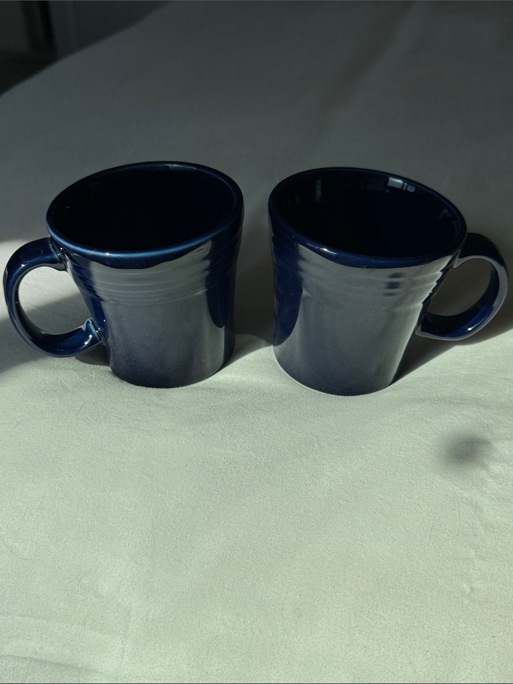 2 FIESTA TAPERED COFFEE MUGS - COBALT BLUE FIESTAWARE 15 OZ
